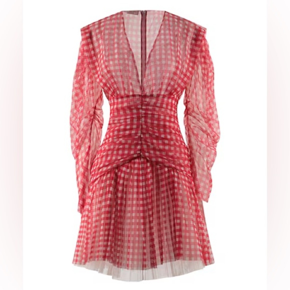 PHILOSOPHY DI LORENZO SERAFINI mini dress red tulle gingham